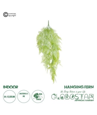 GloboStar® Artificial Garden HANGING FERN 20806 Τεχνητό Διακοσμητικό Κρεμαστό Φυτό Φτέρη Μ40 x Π20 x Υ88cm
